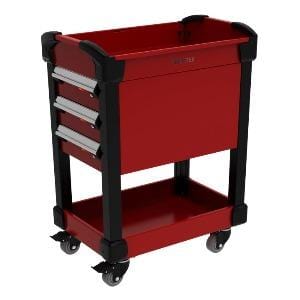 Rousseau Multitek cart with drawers and shelves red in color