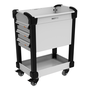 Rousseau Metal Multitek Carts with drawers and shelves grey in color for automotive service department