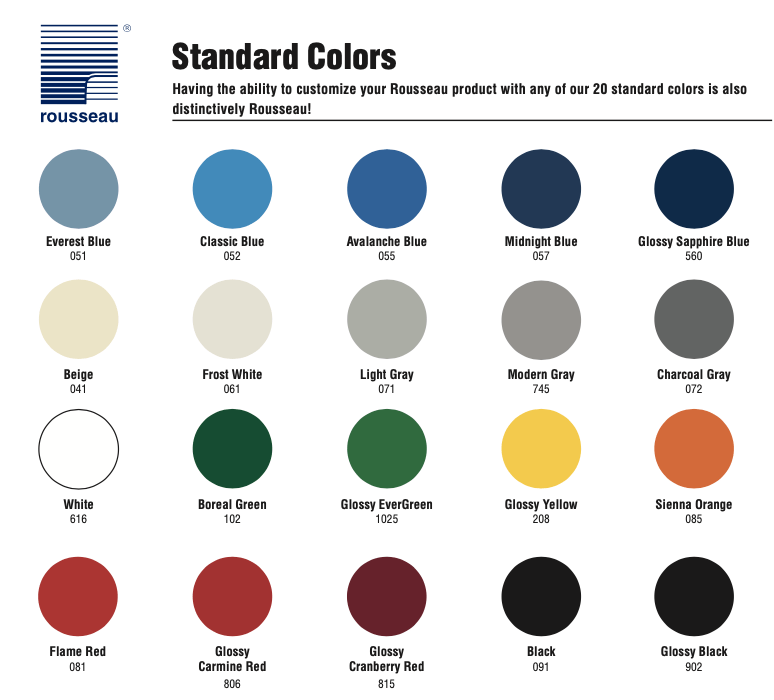 Rousseau Metal Standard Color Chart