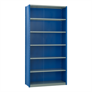 Rousseau Automotive Bins and Industrial Shelving Blue with Grey Shelves Closed Unit