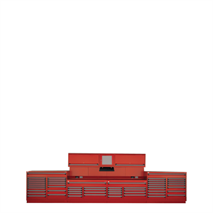 Rousseau Metal Double Technician Workcenter Red With drawawers and Stainless top