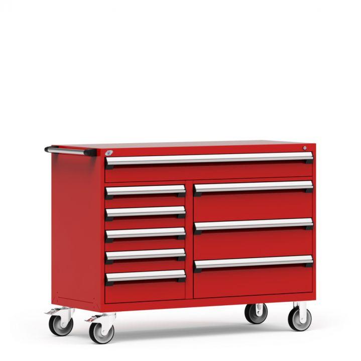 Rousseau Metal Mobile Tool Chest Red with 3 Banks of Drawers