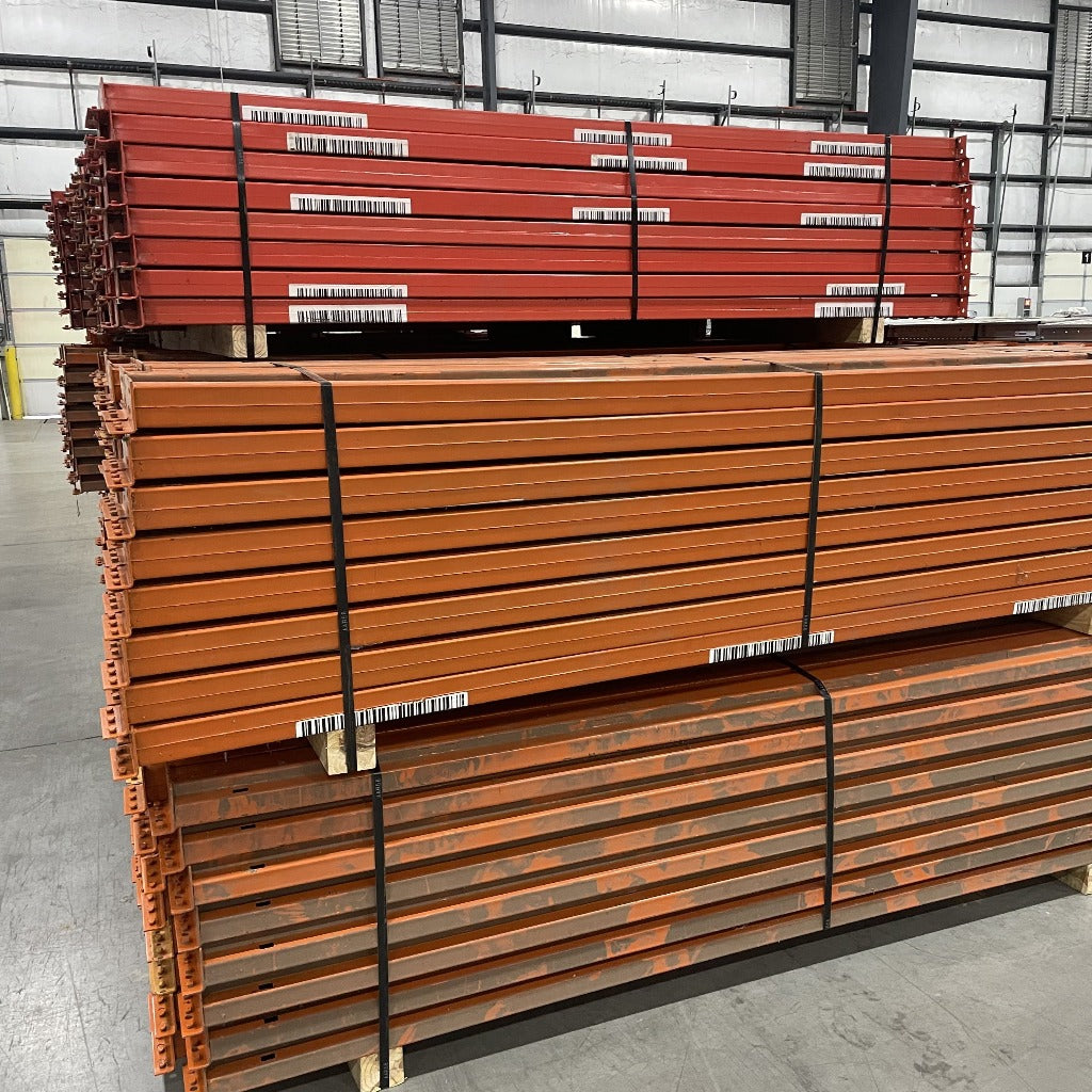 Used Speedrack Teardrop Beams Orange 108&quot; wide x 4.5&quot; tall