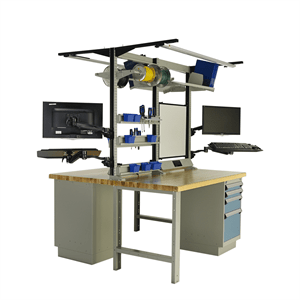 Rousseau Double Workstation with Wood Top LC2201L3C