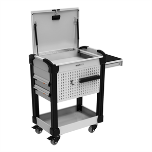 Roussseau Multitek Cart with drawers, shelves, and utility panel for hanging hooks