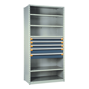 Rousseau Metal Shelving with Blue Drawers R5SHE-872401
