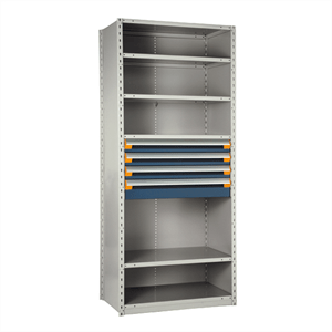rousseau metal drawers in shelves unit