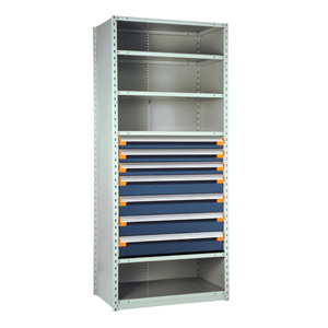 Rousseau Metal Drawers in shelving unit