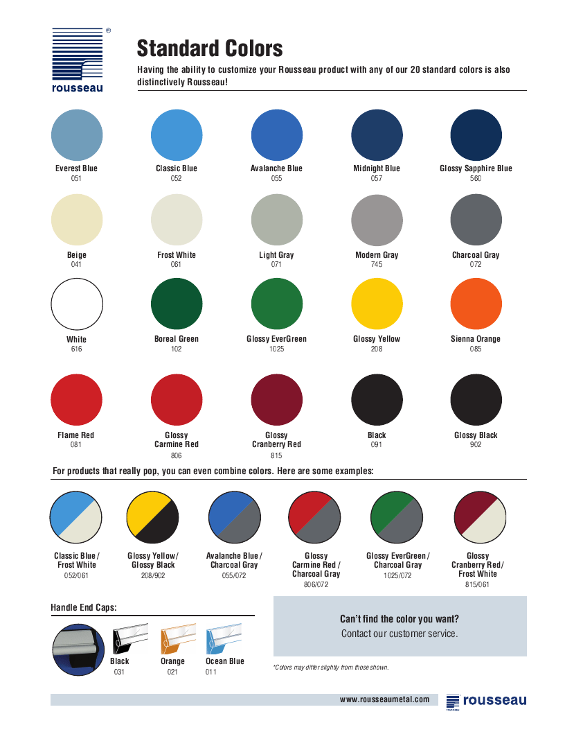 Rousseau metal standard color chart