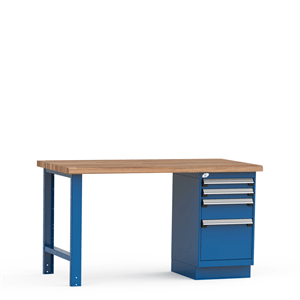 Rousseau Workbench with Drawers and Wood Top