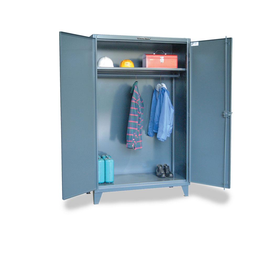 Strong Hold Industrial Uniform Cabinet with Full-Width Hanging Rod